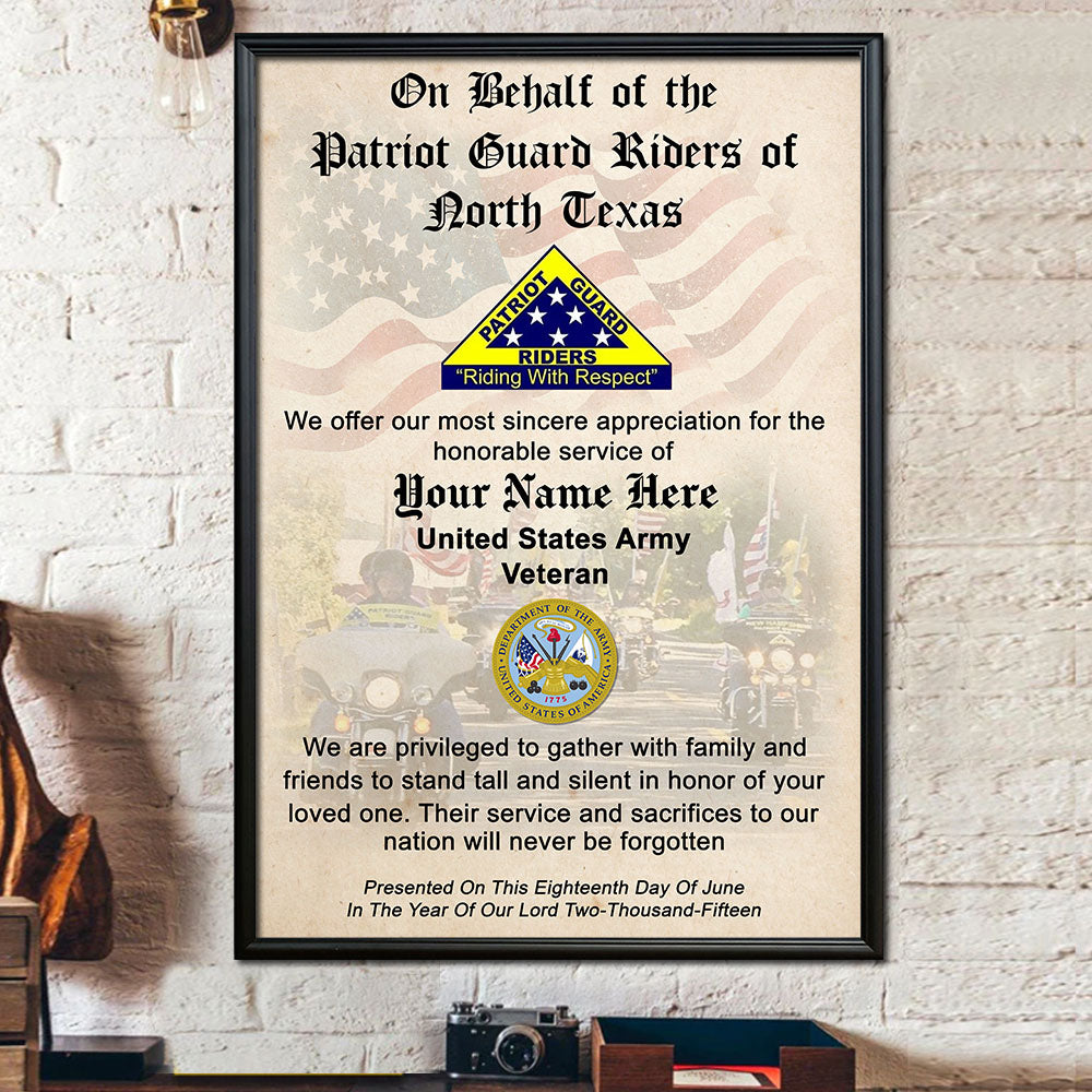 Personalized Poster And Canvas On Behalf Of The Patriot Guard Riders Gift For Veteran K1702