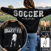 I Will Always Be Your Biggest Fan, Custom Large Back Graphic Soccer,  Washed Tee Retro Bootleg Shirt, Gift For Soccer Mom Grandma Sport Family Soccer Lovers Ver2 MI209 T24