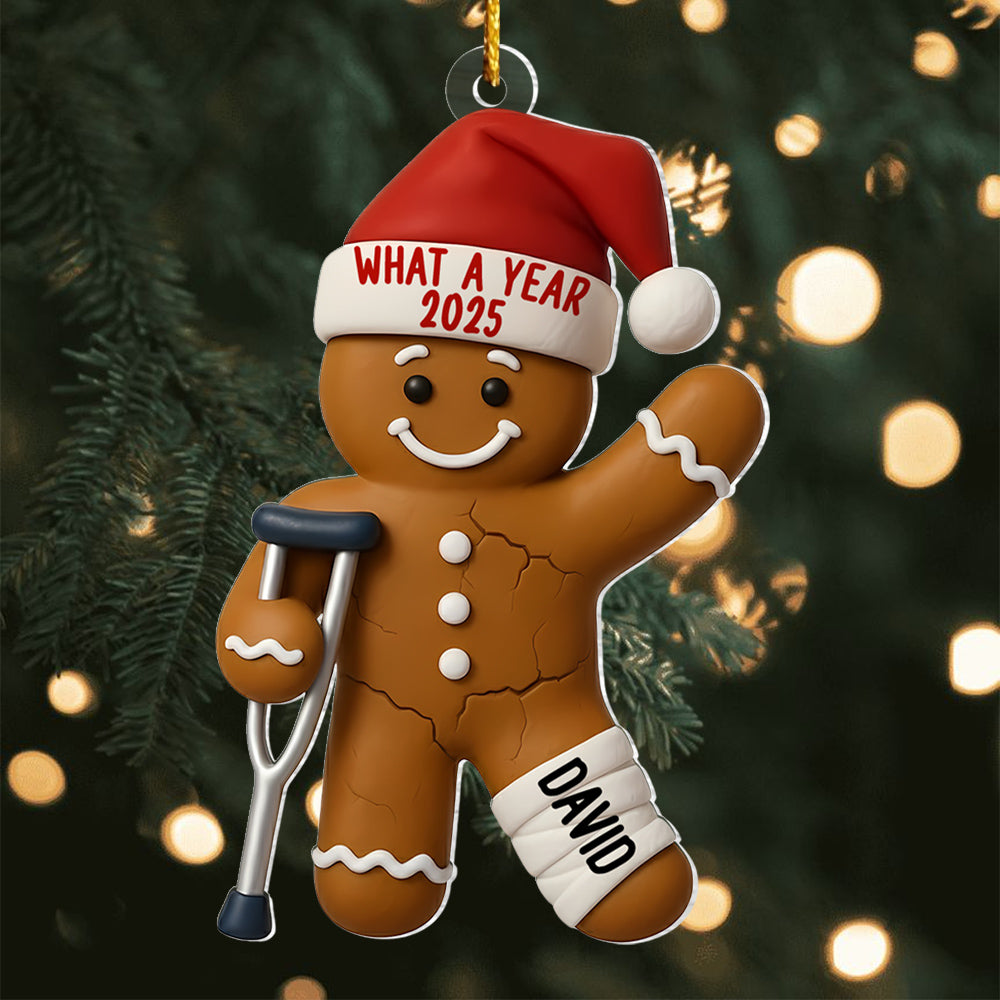 Injured Gingerbread Ornament 2025, Personalized Broken Leg Christmas, Holiday Gag, Broken Arm Decor, Christmas Tree Gift, Injury Ornament T18 VH01