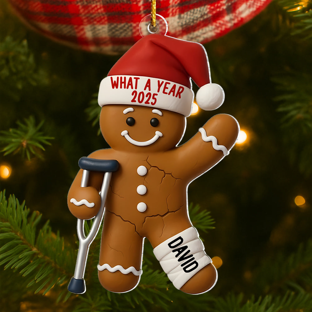 Injured Gingerbread Ornament 2025, Personalized Broken Leg Christmas, Holiday Gag, Broken Arm Decor, Christmas Tree Gift, Injury Ornament T18 VH01