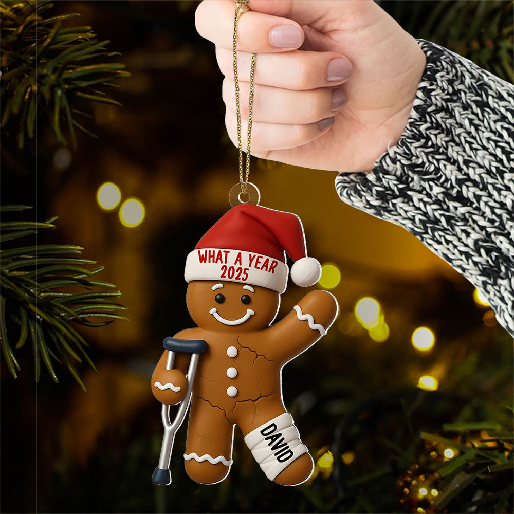 Injured Gingerbread Ornament 2025, Personalized Broken Leg Christmas, Holiday Gag, Broken Arm Decor, Christmas Tree Gift, Injury Ornament T18 VH01