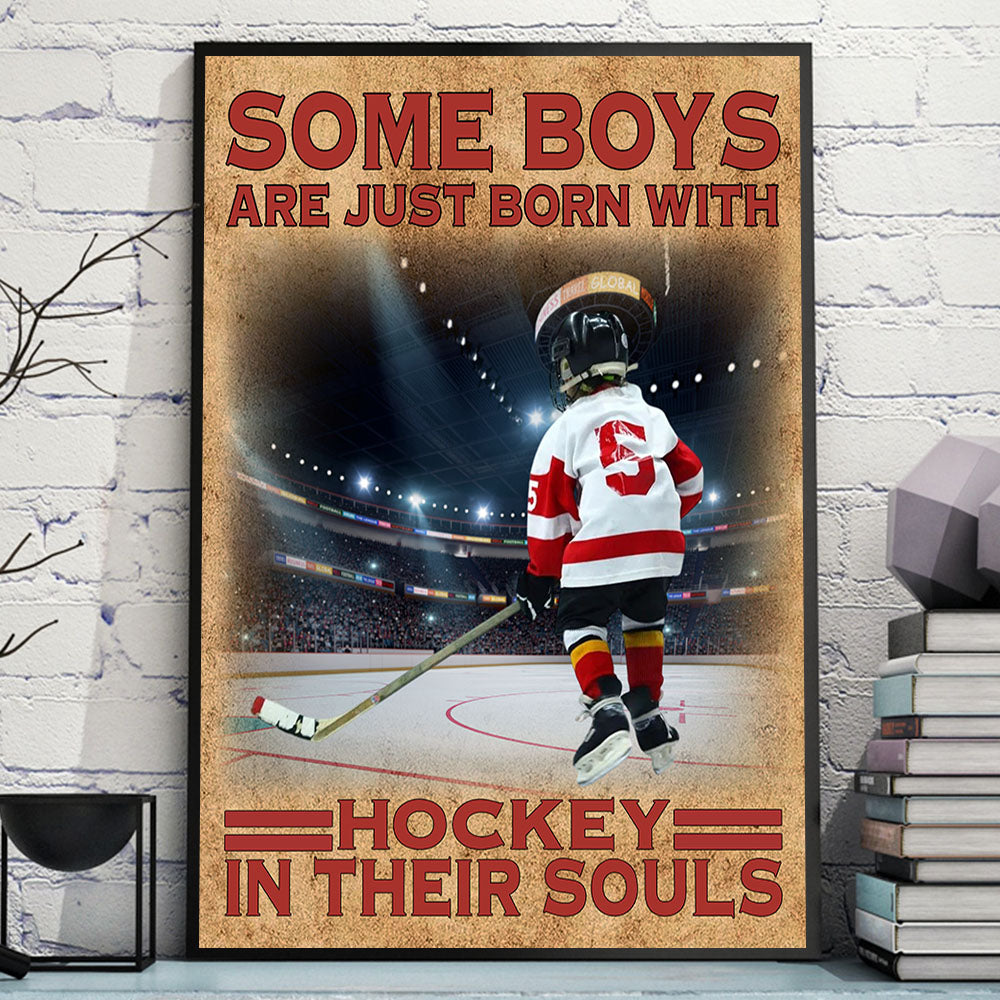 Some Boys Are Just Born With Hockey In Their Souls - Personalized Canvas For Ice Hockey Player Vr2 NV01