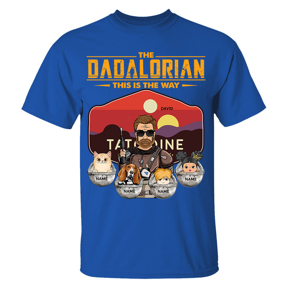 The Dadalorian - Personalized Shirt Gift For Dad Custom Nickname, Kid Pet New Version With Tatooine Sunset Shirt Gift For Dad