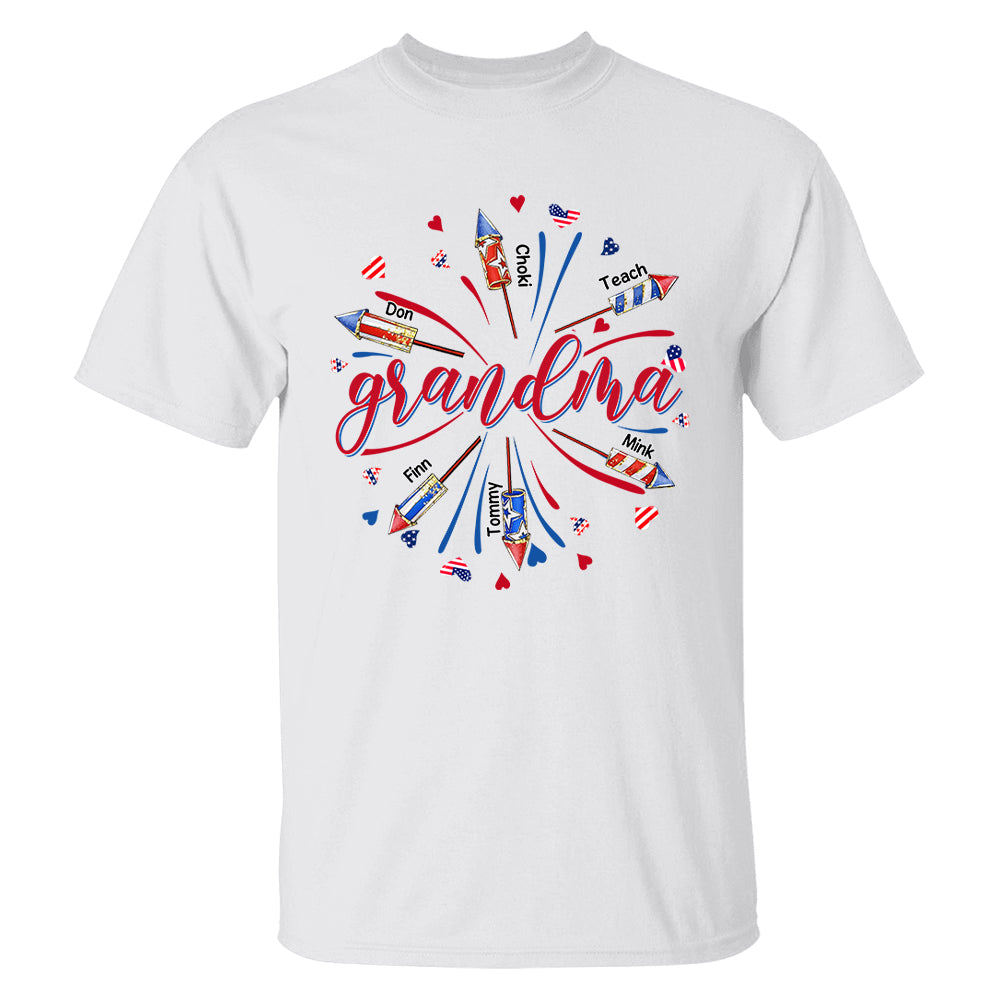 Personalized Firework Grandma Shirt, Patriotic 4th of July Shirt