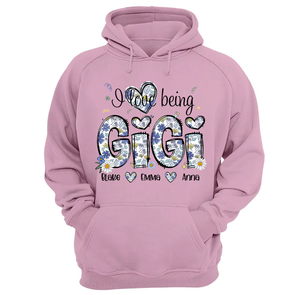 I Love Being Gigi Personalized Floral Shirt, Custom Mom and Kids Names, Mother's Day Gift
