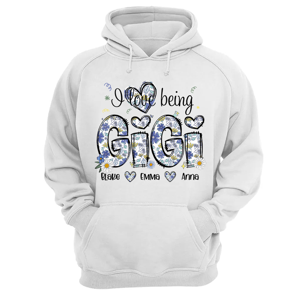 I Love Being Gigi Personalized Floral Shirt, Custom Mom and Kids Names, Mother's Day Gift