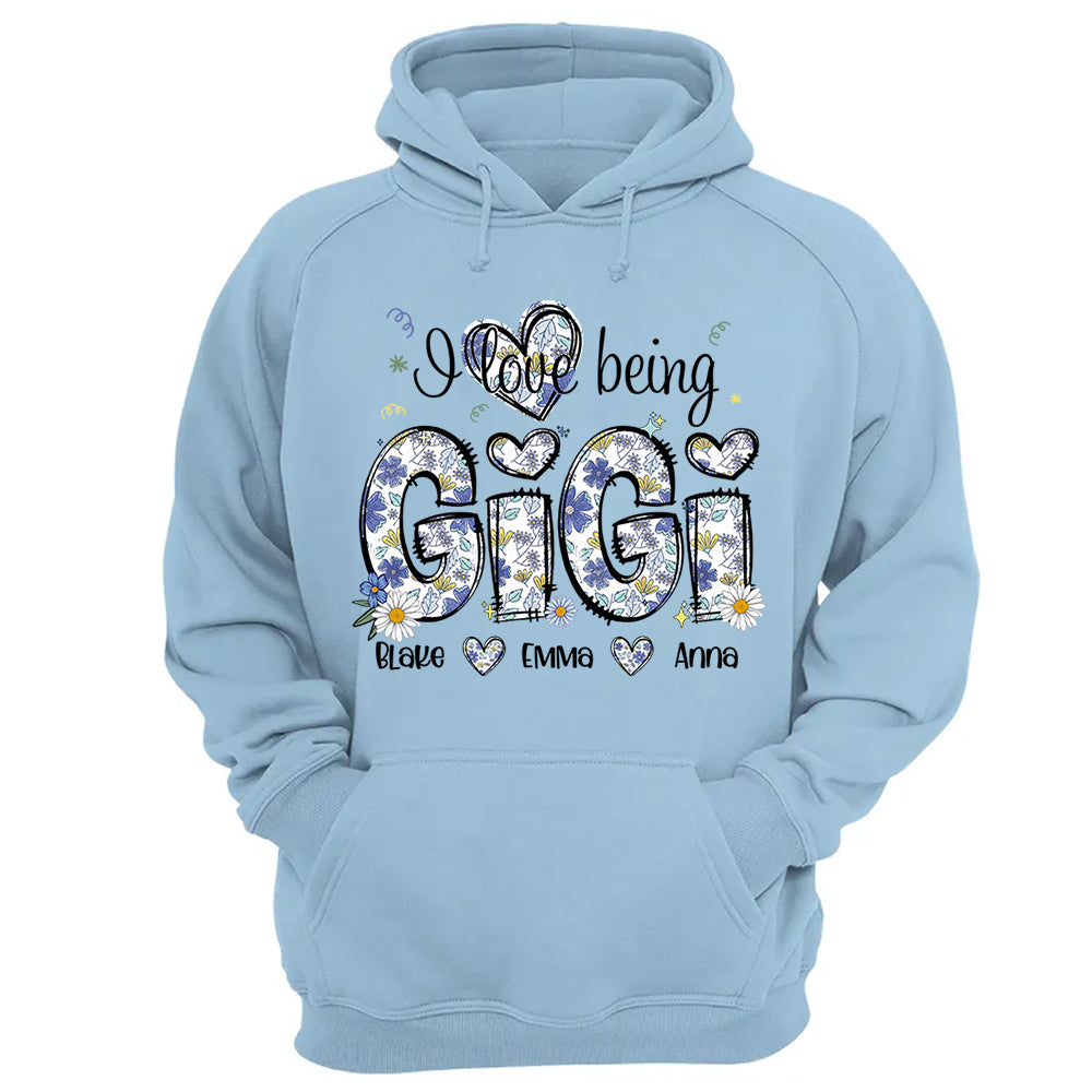 I Love Being Gigi Personalized Floral Shirt, Custom Mom and Kids Names, Mother's Day Gift