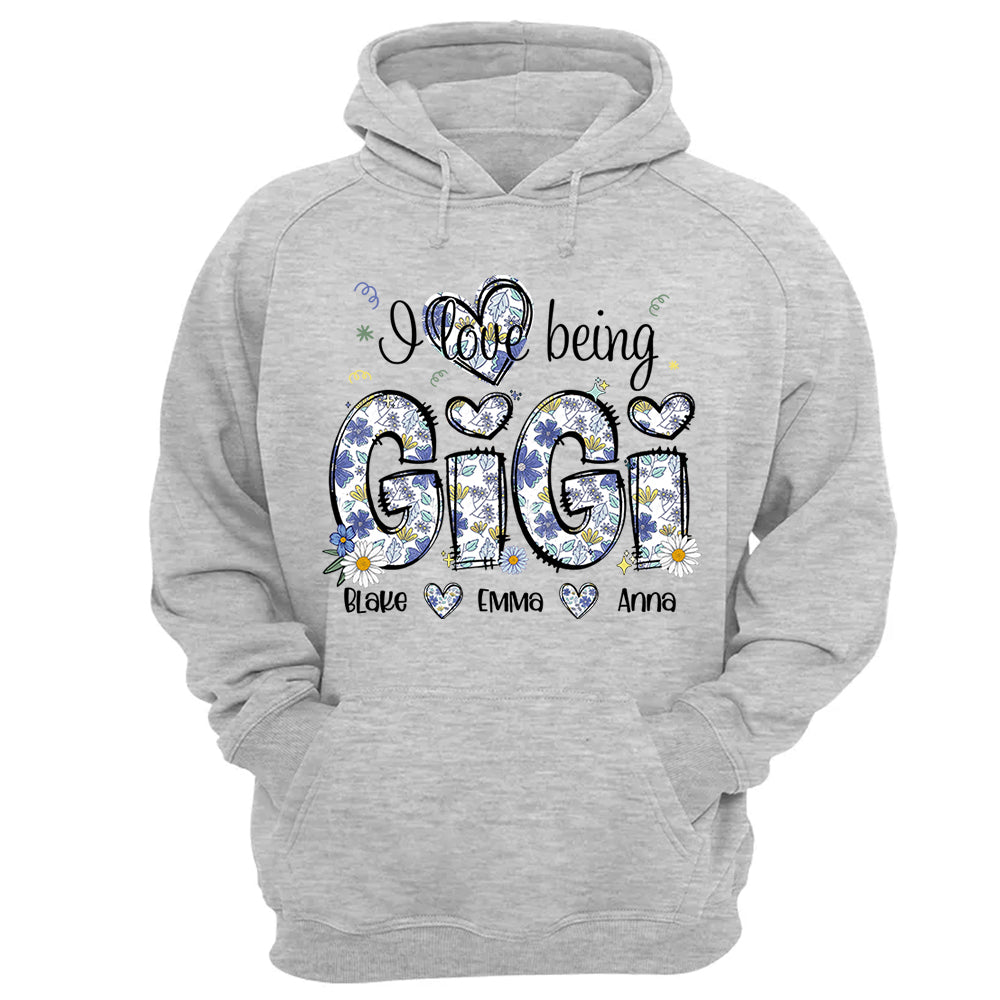 I Love Being Gigi Personalized Floral Shirt, Custom Mom and Kids Names, Mother's Day Gift