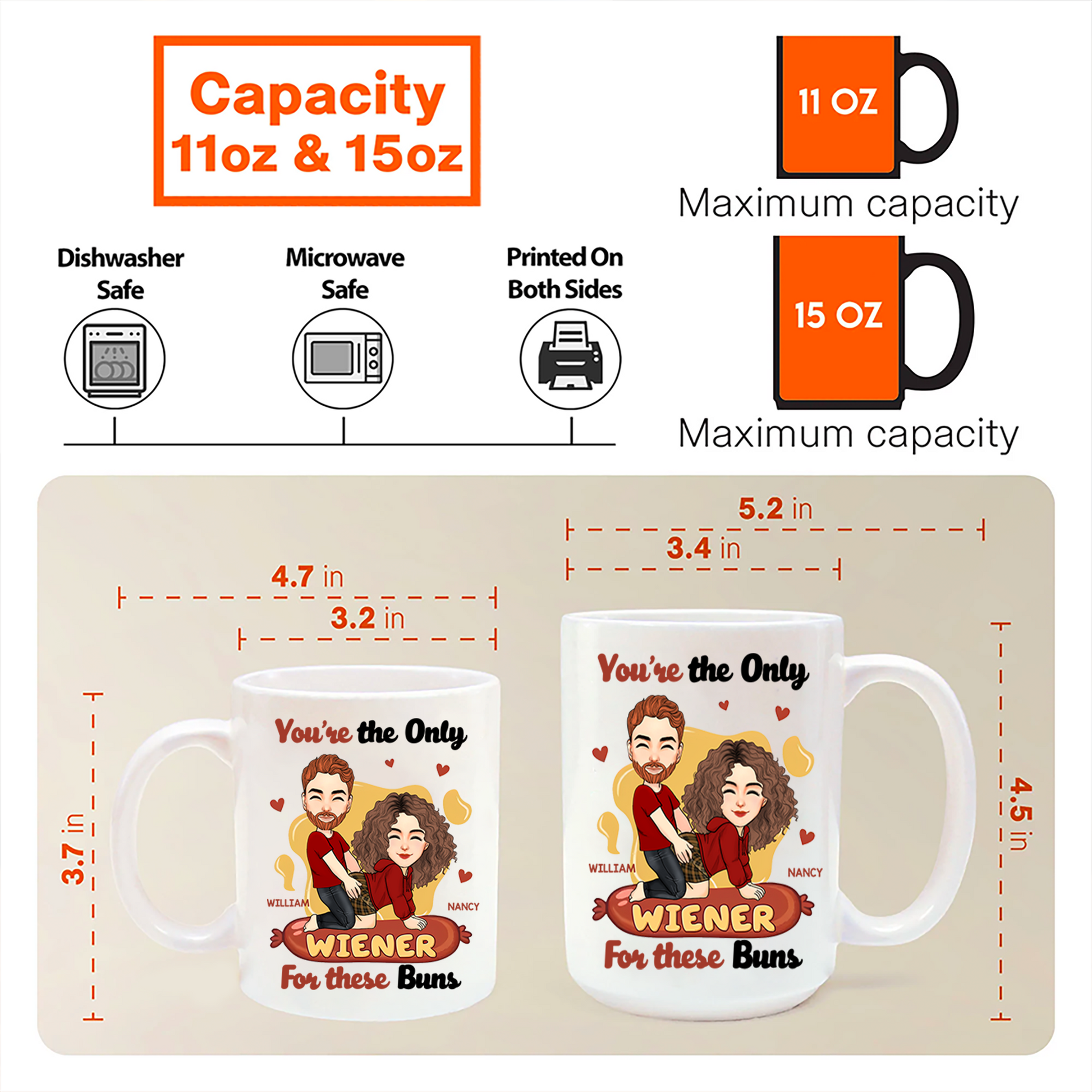 You're The Only Wiener For These Buns - Couple Personalized Custom Mug - Gift For Husband Wife, Anniversary Pa00