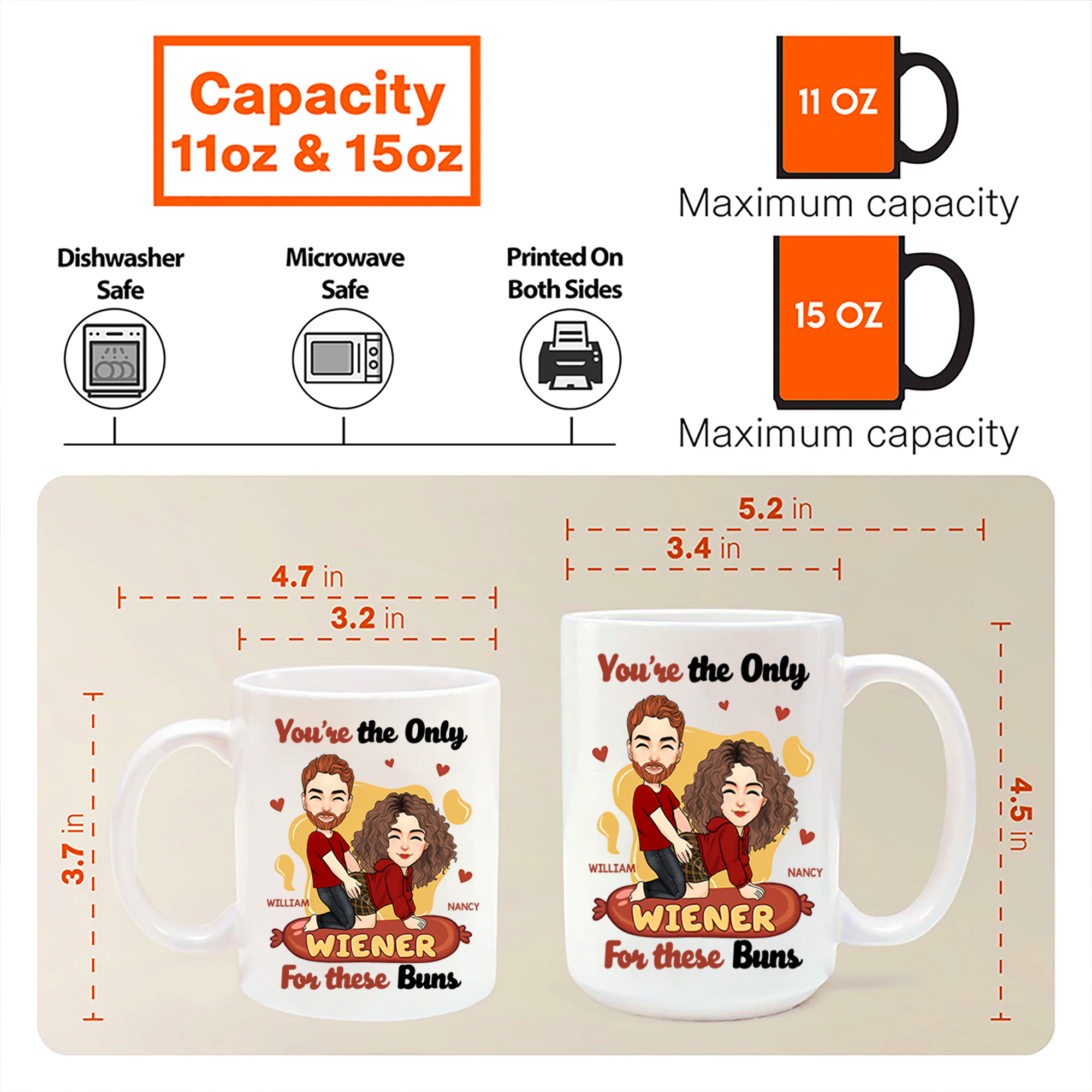 You're The Only Wiener For These Buns - Couple Personalized Custom Mug - Gift For Husband Wife, Anniversary Pa00