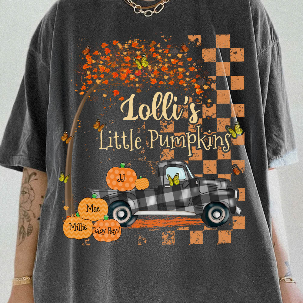 Nana's Little Pumpkins Truck Autumn Personalized Shirts Pt99