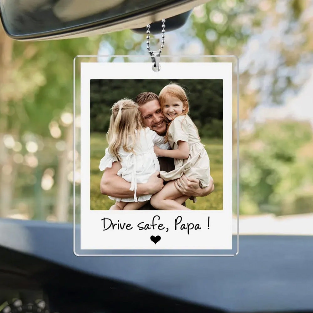 Custom Dad Photo Car Visor Clip, Fathers Day Gift For Dad, Drive Safe Daddy, Husband Gift Drive Safe Sun Visor Clip, Dad Car Accessories Pt99