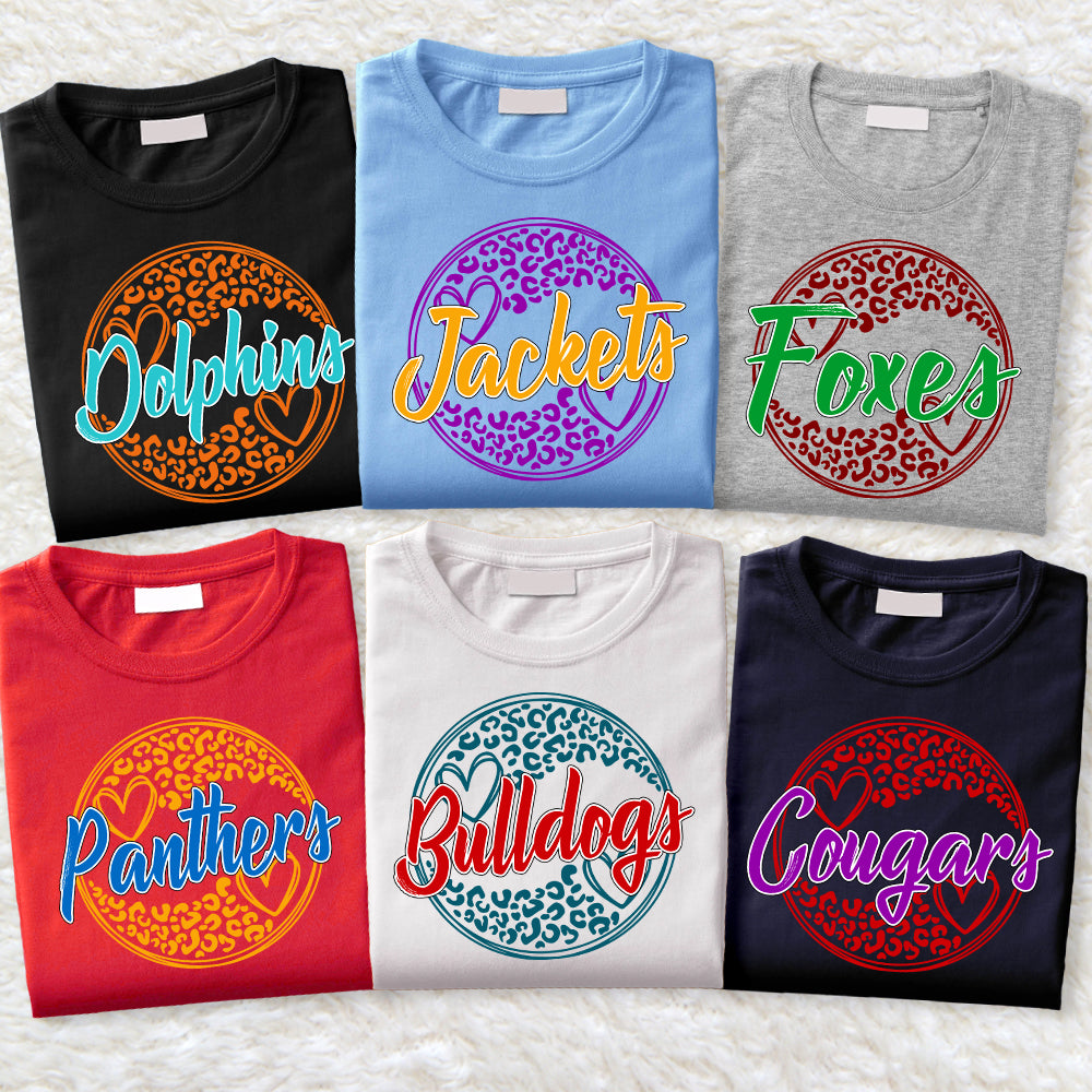 Ph99-School Mascot Personalized Shirt Circle Leopard Custom School Spirit Test Vr Ph99 Tu20-31.07.2026