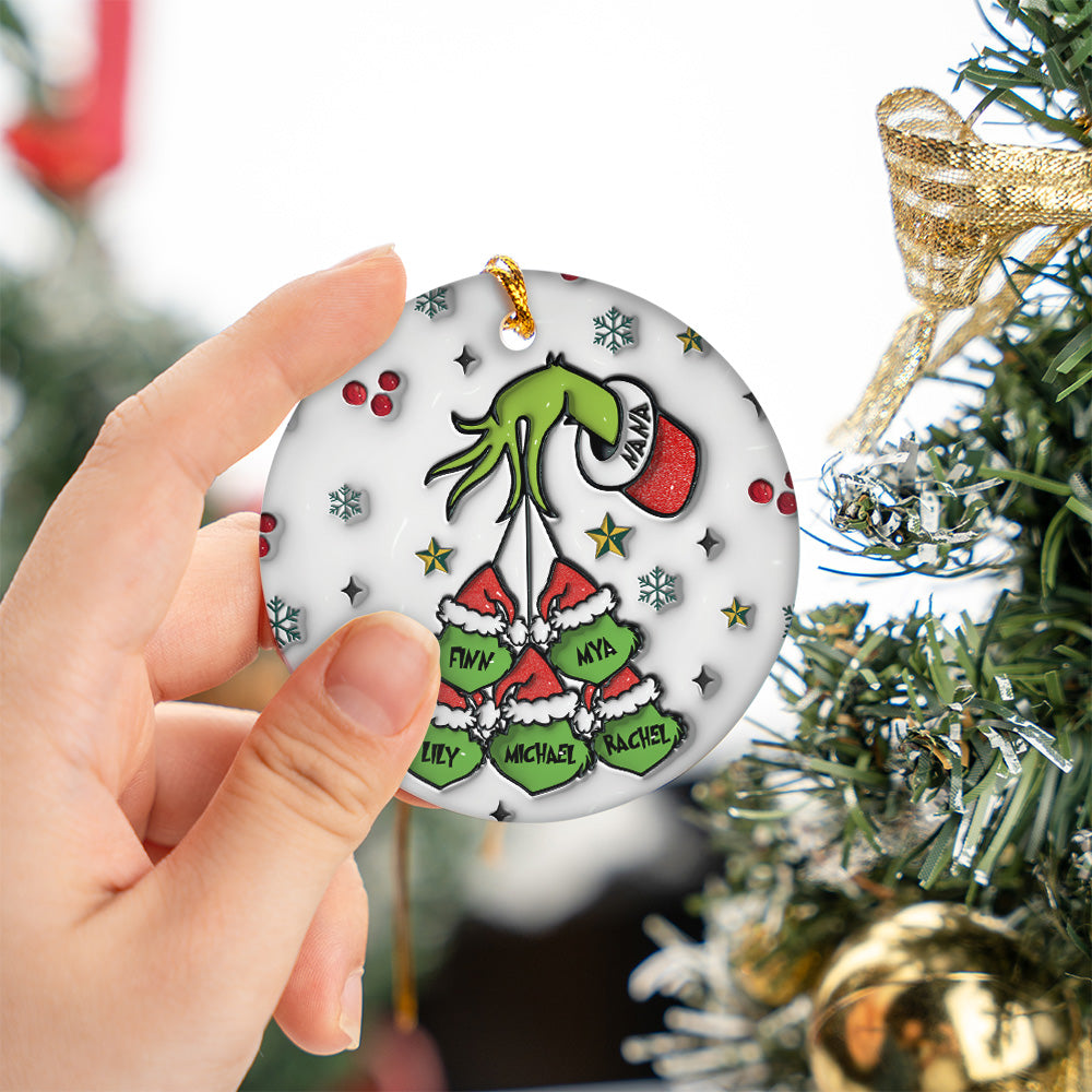 Custom Grandma Grinch Holding Hand 3D Inflated Ornament N3005 VH01