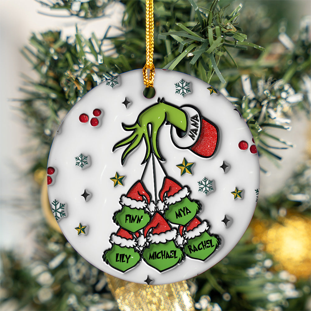 Custom Grandma Grinch Holding Hand 3D Inflated Ornament N3005 VH01