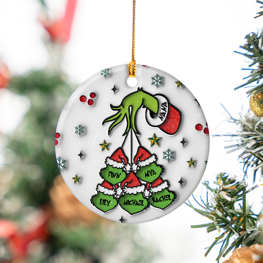 Custom Grandma Grinch Holding Hand 3D Inflated Ornament N3005 VH01