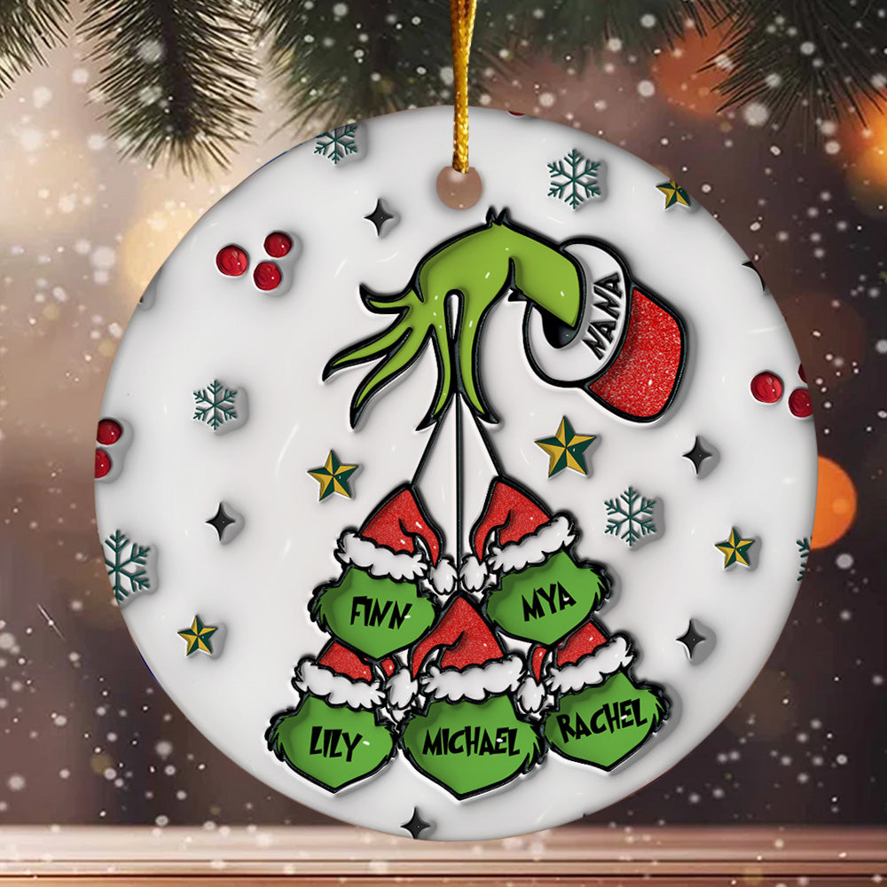 Custom Grandma Grinch Holding Hand 3D Inflated Ornament N3005 VH01