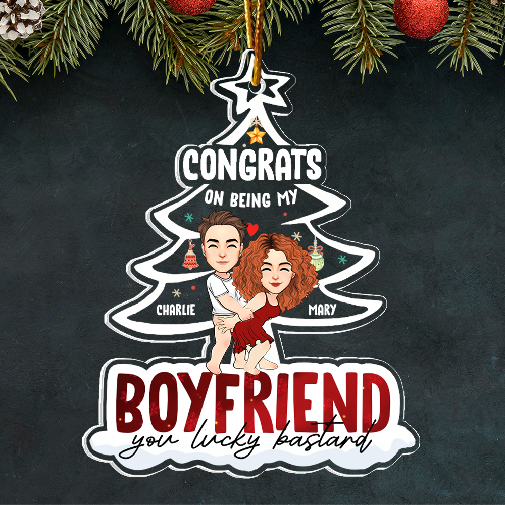 Congrats On Being My Boyfriend Personalized Acrylic Ornament For Couple