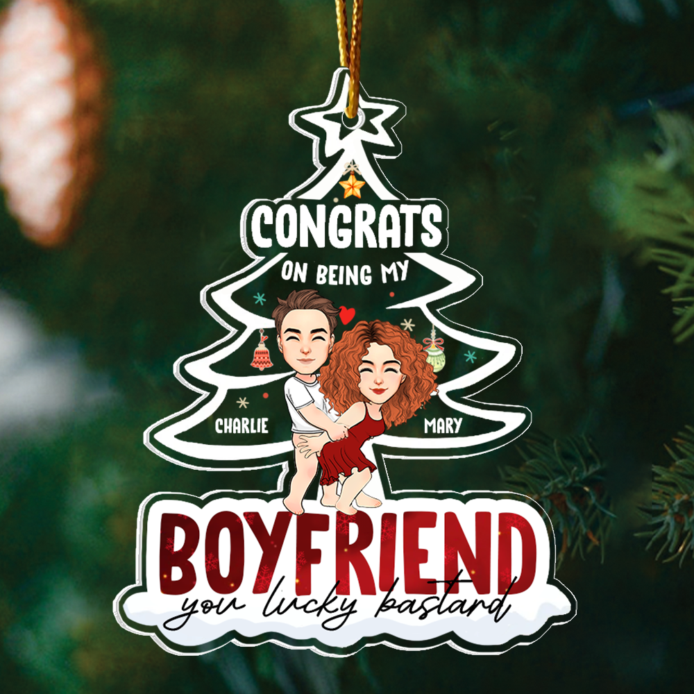 Congrats On Being My Boyfriend Personalized Acrylic Ornament For Couple