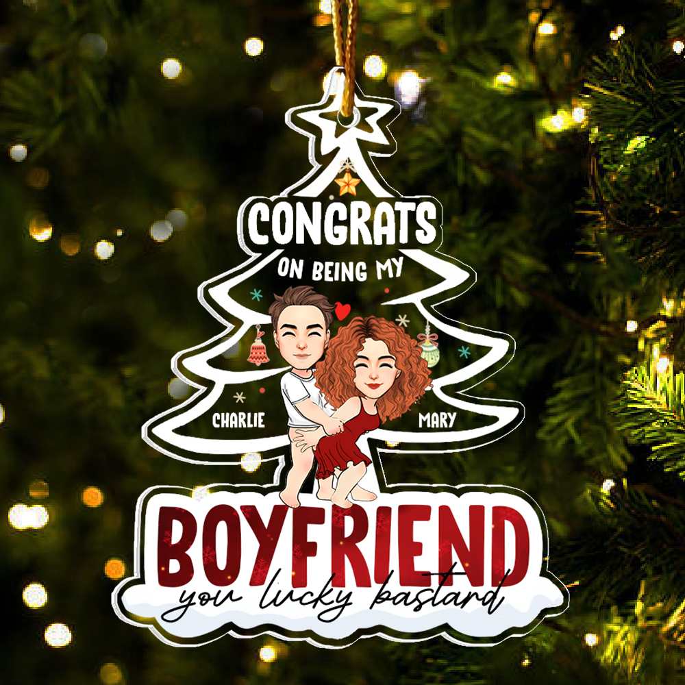 Congrats On Being My Boyfriend Personalized Acrylic Ornament For Couple
