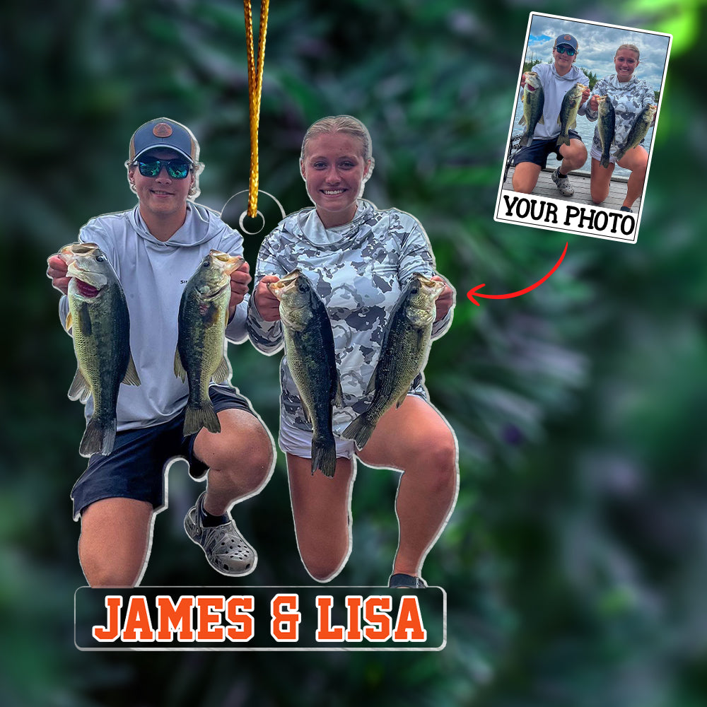 Custom Photo Ornament Gift For Fishing Lovers - Gift For Fisherman - Custom Upload Photo Fisherman