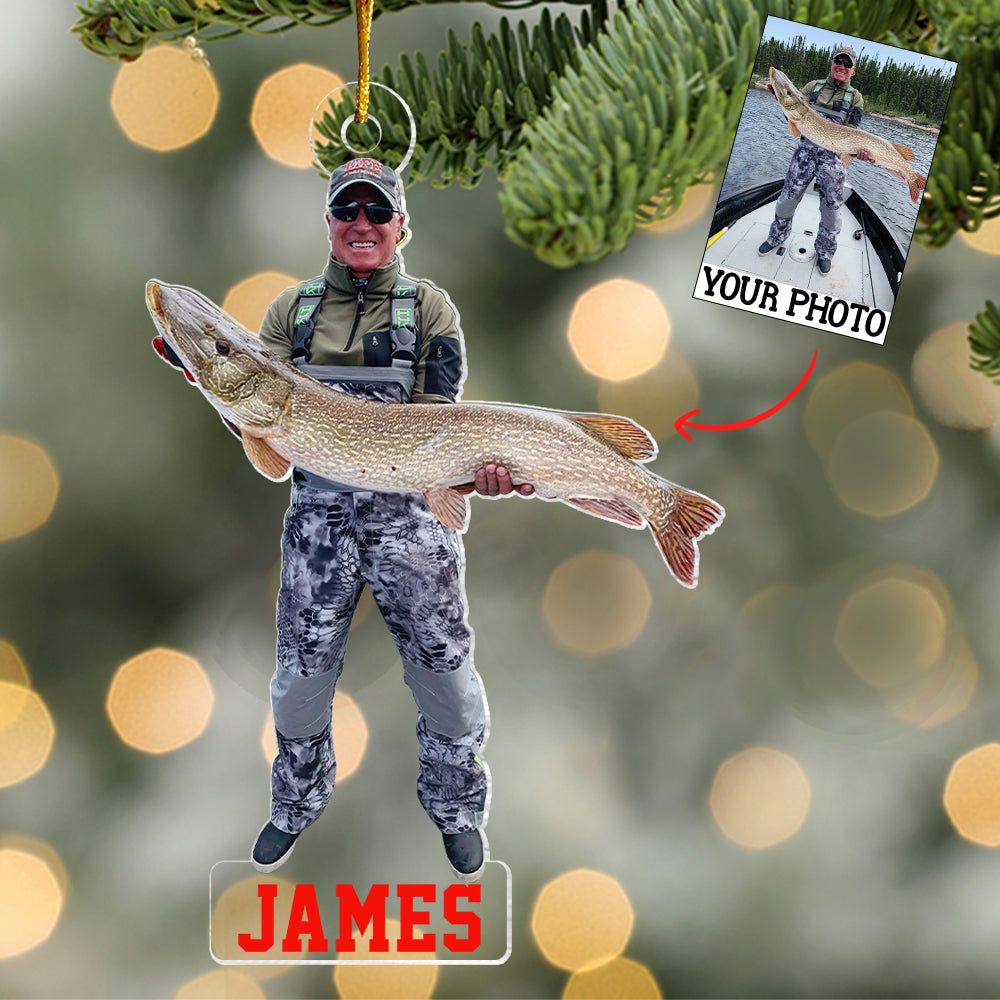 Custom Photo Ornament Gift For Fishing Lovers - Gift For Fisherman - Custom Upload Photo Fisherman