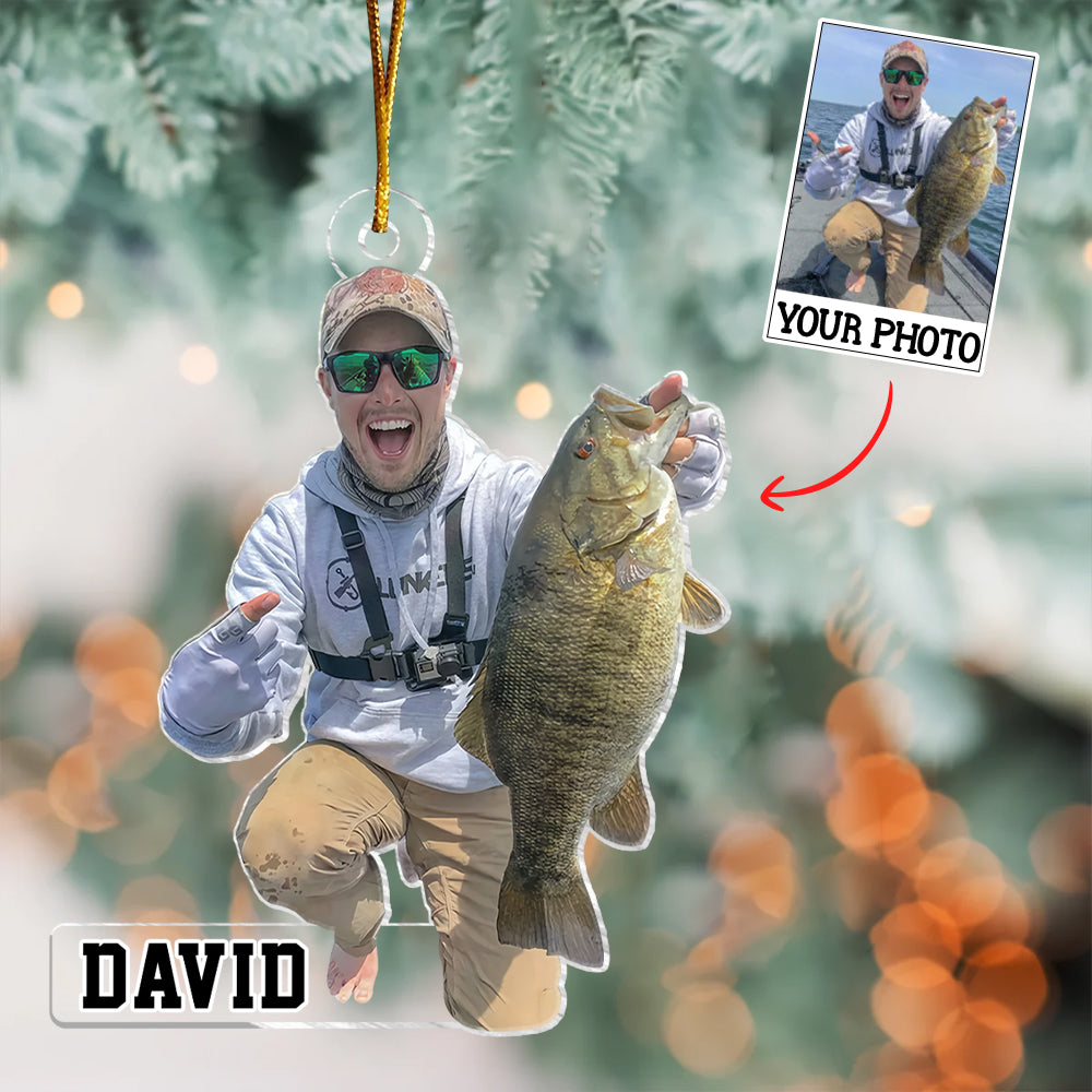 Custom Photo Ornament Gift For Fishing Lovers - Gift For Fisherman - Custom Upload Photo Fisherman