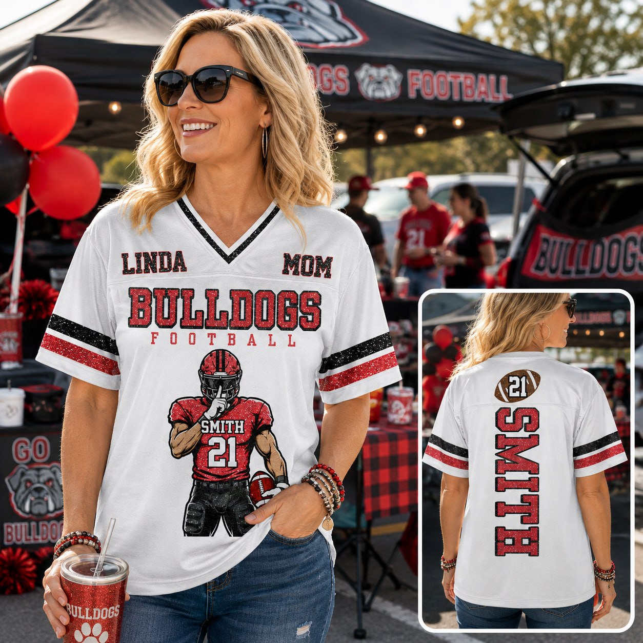Personalized American Football Mom Jersey- Football GameDay Custom Shirt For Mom, Dad Na02 T24
