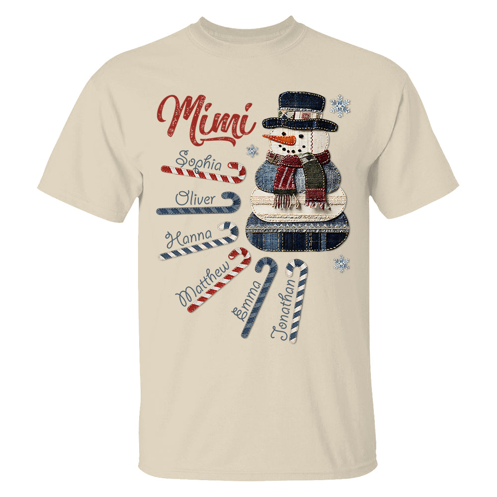 I Love Being Grandma Shirt - Personalized 2D Denim Patchwork Snowman Sweatshirt For Grandmas NA04