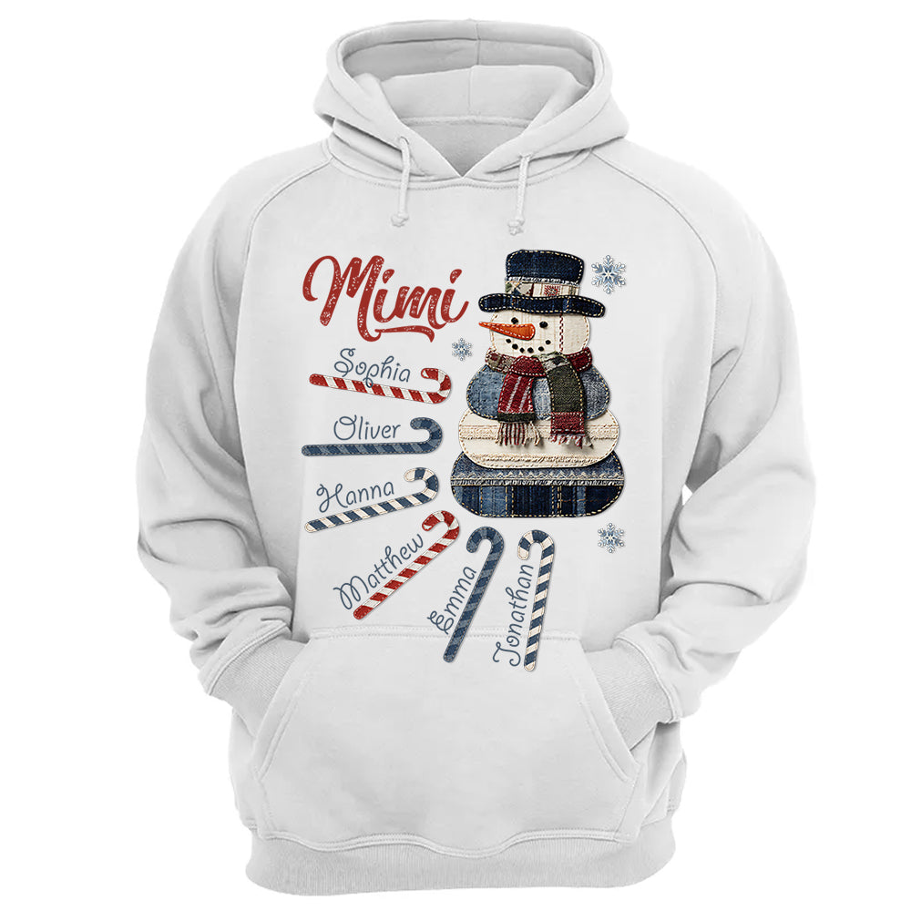 I Love Being Grandma Shirt - Personalized 2D Denim Patchwork Snowman Sweatshirt For Grandmas NA04