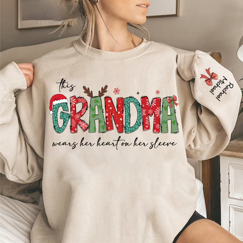 Personalized Christmas Grandma Sweatshirt, Custom Nana Mimi Gigi Shirt NA04