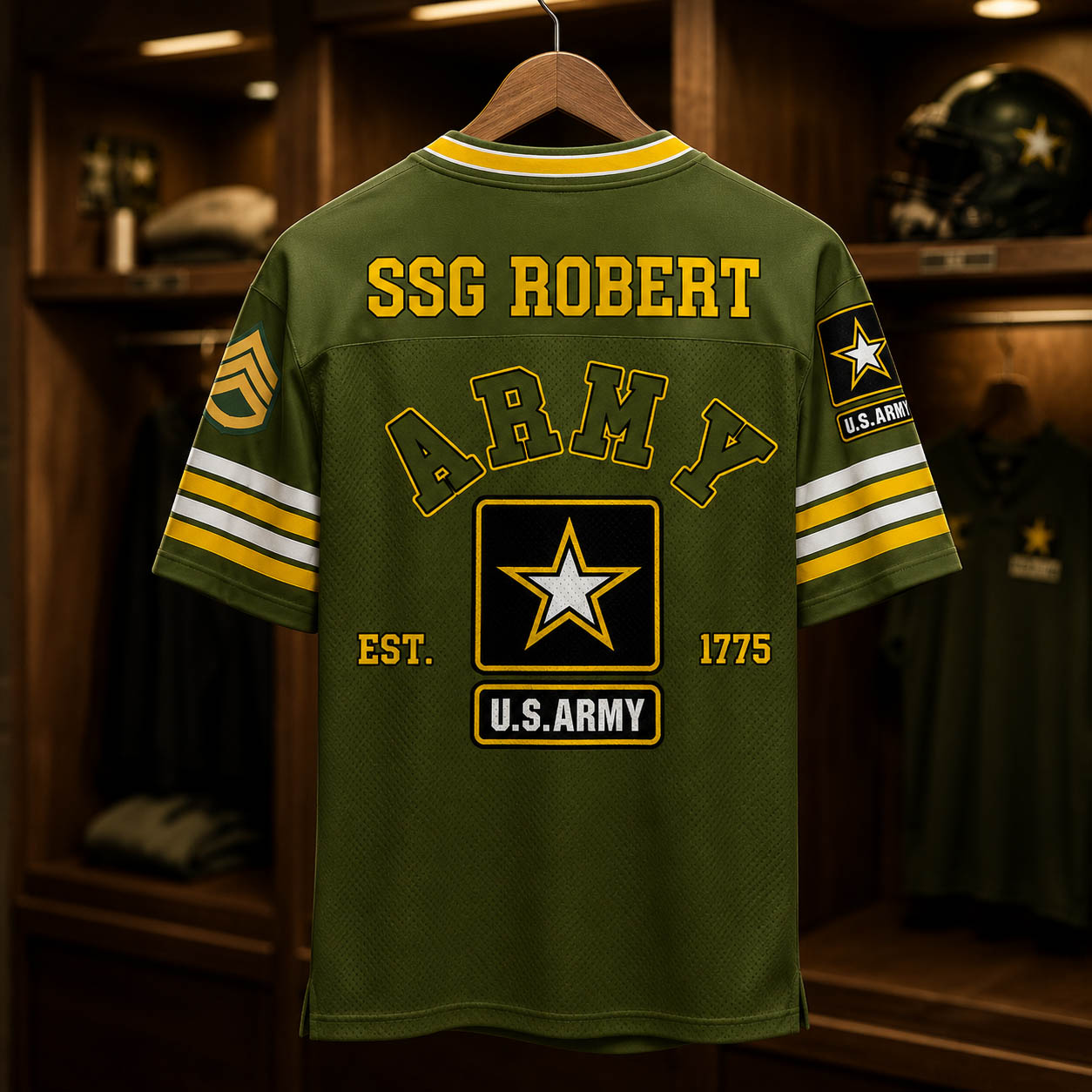 US Military Football Jersey Custom All Branches Rank Division Name For Military Retirement Veteran Dad Grandpa H2511