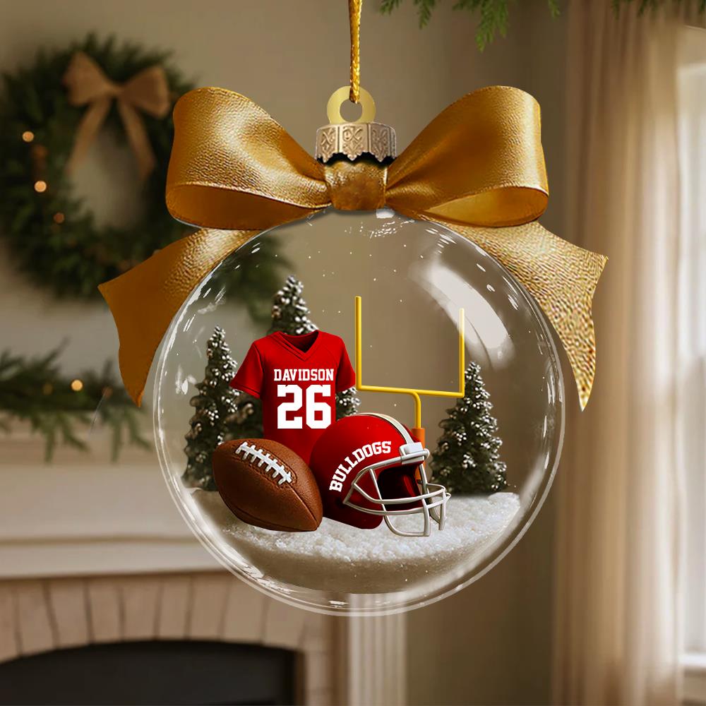 Football Season Is Coming - Personalized Football Transparent Flat Acrylic Ornament