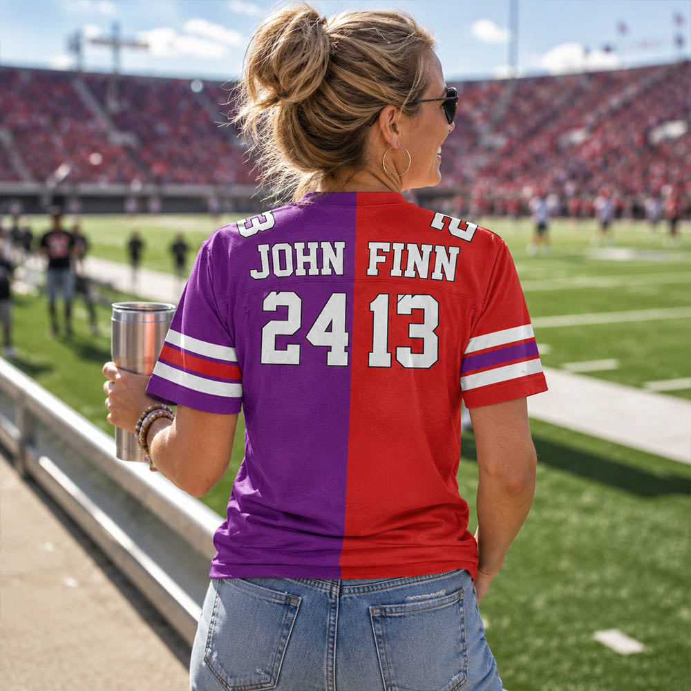 Custom Any Two Football Team, Personalized Team Name And Number Football Jersey, V-neck Short Sleeve Jersey Shirt, Football Jerseys