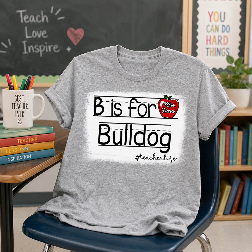 Personalized School Mascot Custom Apple Name Teacher T-Shirt, Custom Gifts For Teacher