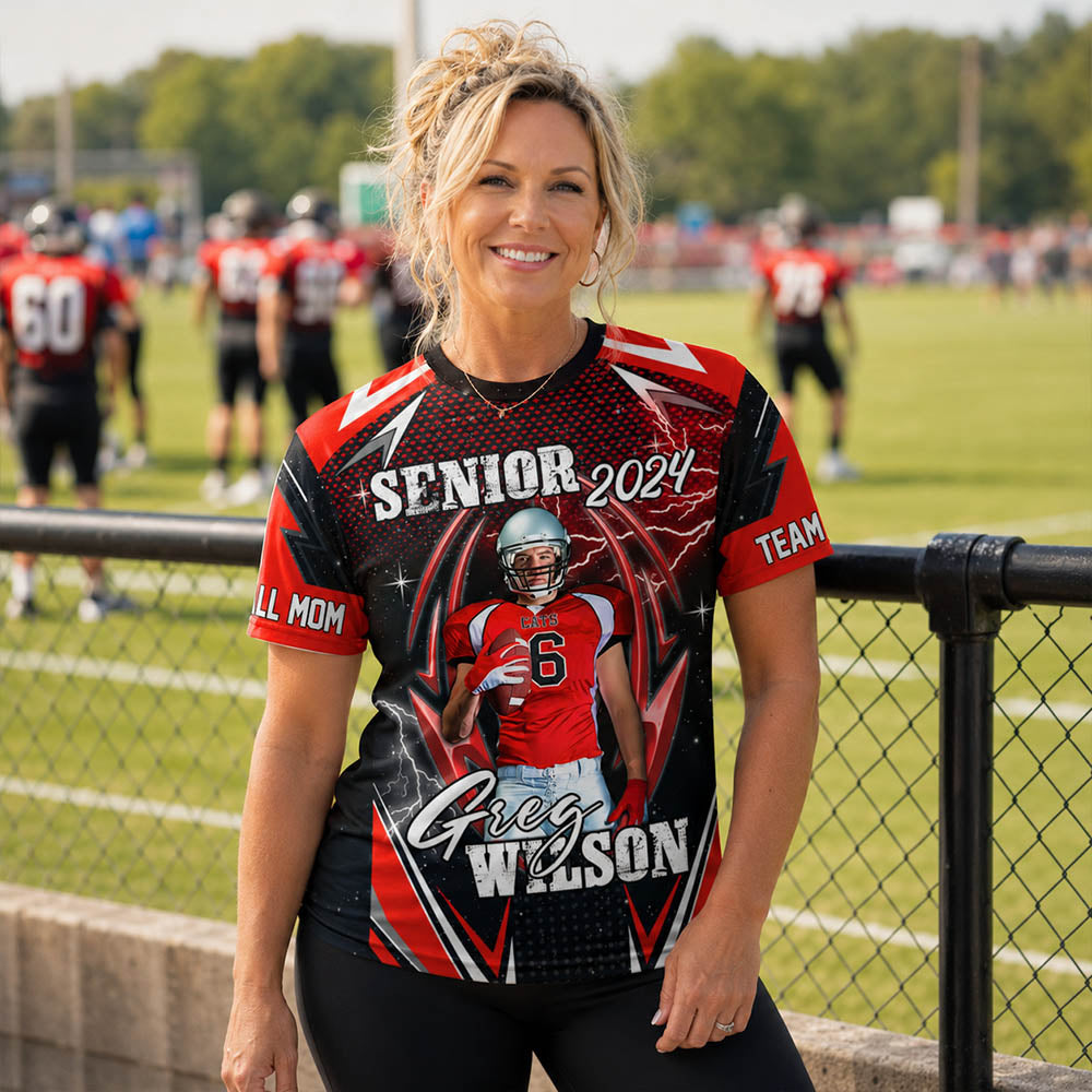 Custom Photo Football All Over Print Shirt For Football Family Game Day Shirt K1702