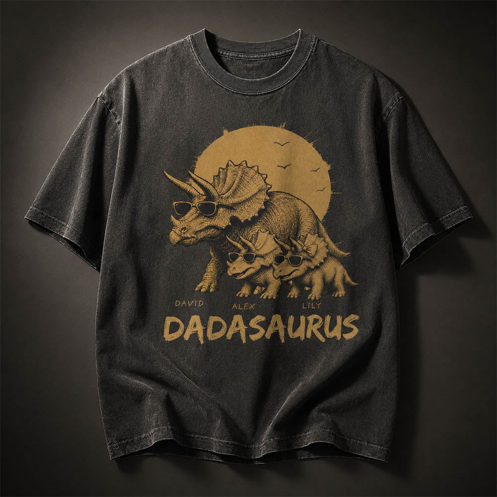 Personalized Funny Dadasaurus Animal Dad T Shirts The Best Bucking Papa Triceratops Tees for Dadasaurus