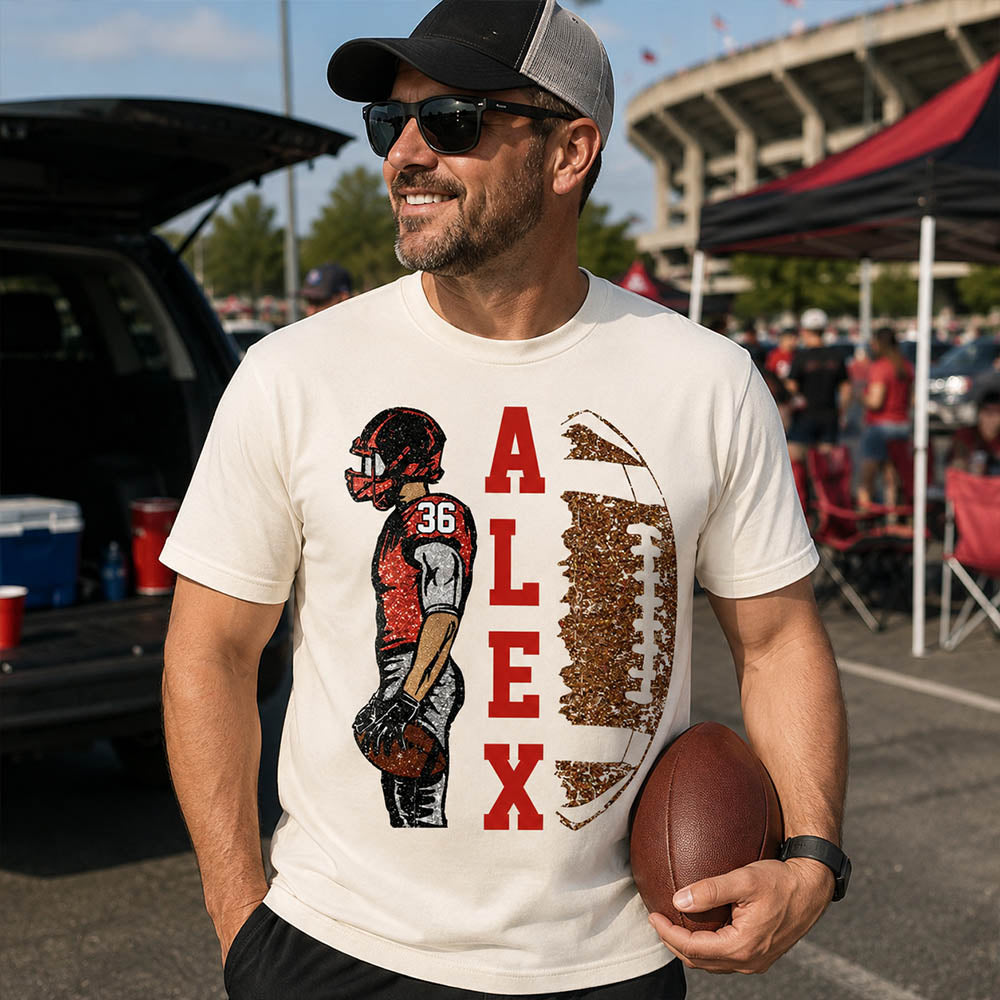 Personalized Football Shirt - Matching Football Player Tee - Adult Youth Team Name - Sports Cheerleader Shirts - Matching Fan Outfits