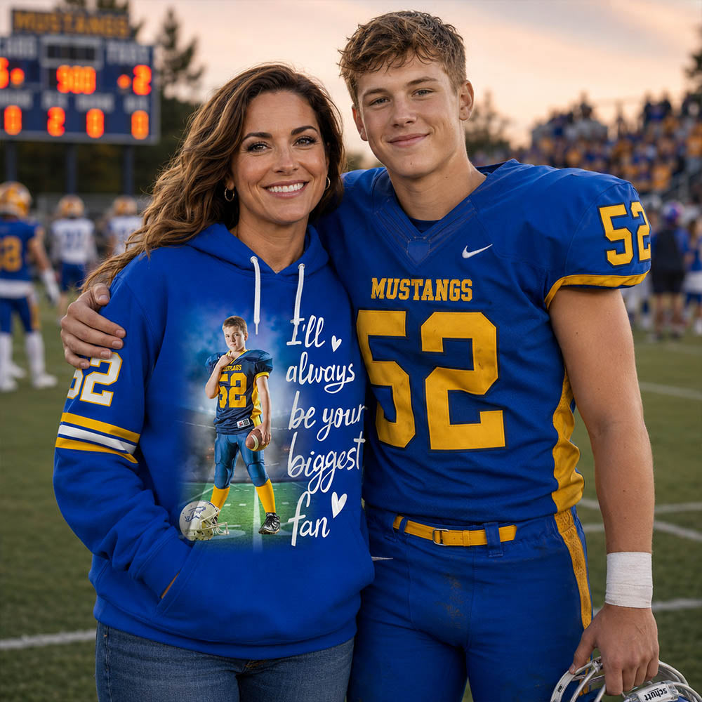 Personalized All Over Print Shirt I Will Always Be Your Biggest Fan Gift For Football Mom Grandma Sport Family K1702