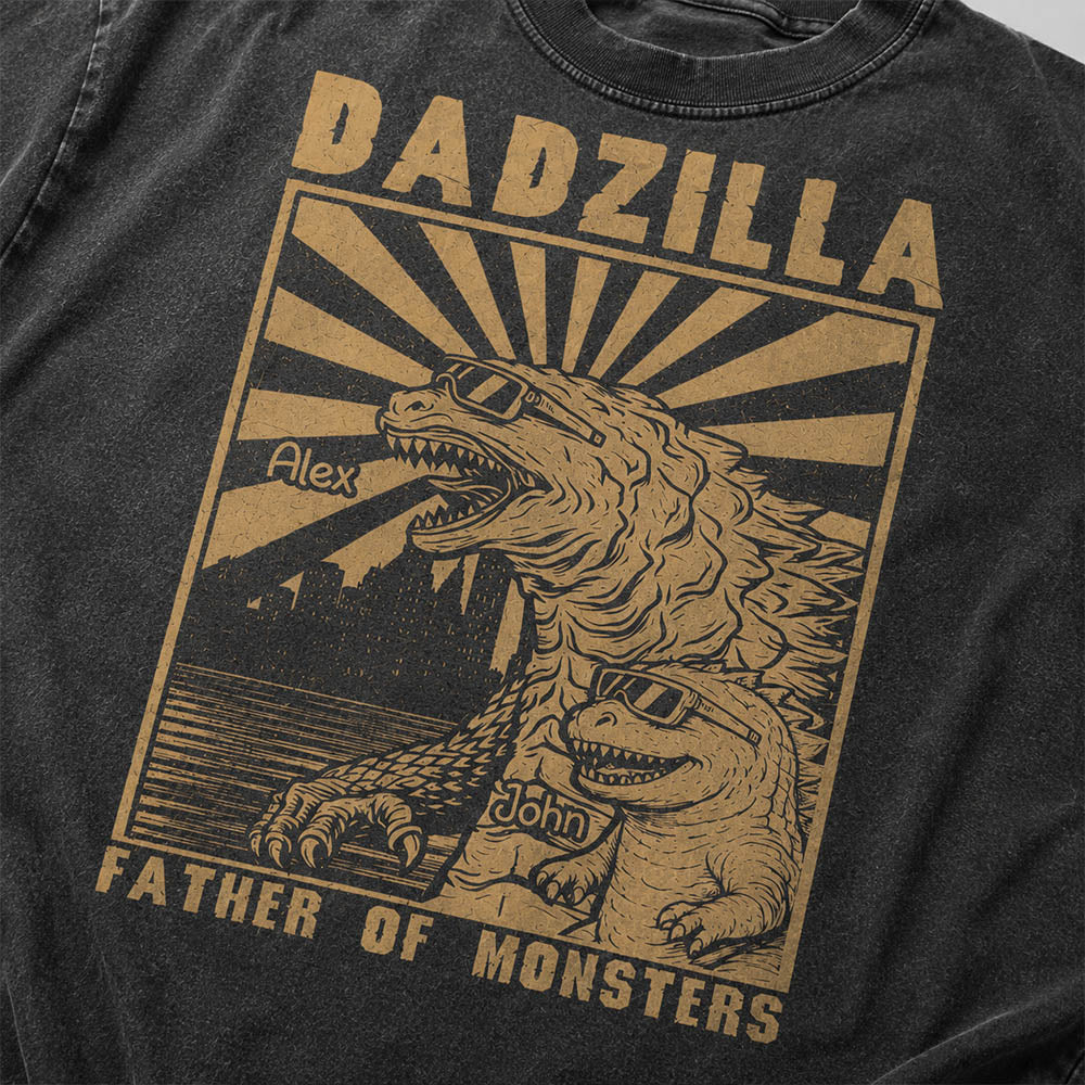 Dadzilla Father Of Monsters Personalized Dadzilla T-Shirt Father Day Gifts for Dad Funny Papa Tshirt Cool Daddy Dinosaur Tee Na02