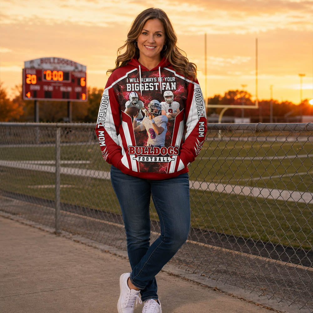 I Will Always Be Your Biggest Fan Personalized All Over Print Shirt For Football Mom Grandma Sport Family K1702