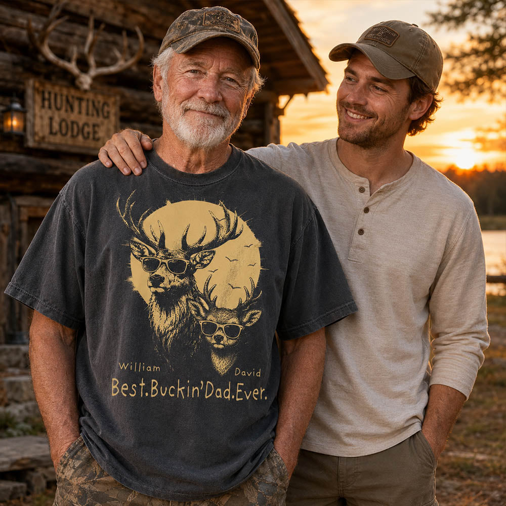 Personalized Best Buckin' Dad Ever T-Shirt Father Day Gifts for Dad Funny Papa Tshirt Cool Daddy Hunting Tee Vr2