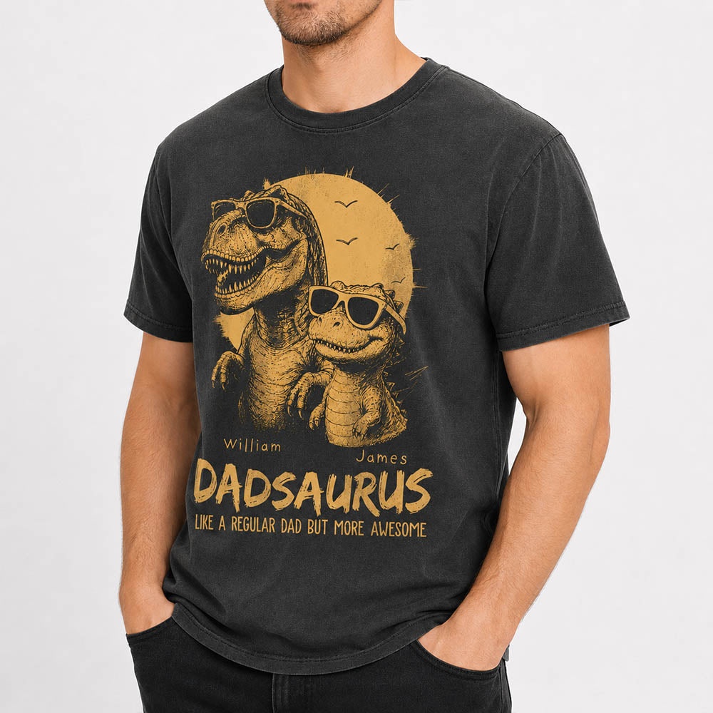 Personalized Dad Dinosaur Shirt with Custom Kids Names, Funny Grandpa Family T Shirt for Dad Daddy, Father's Day Birthday Gift