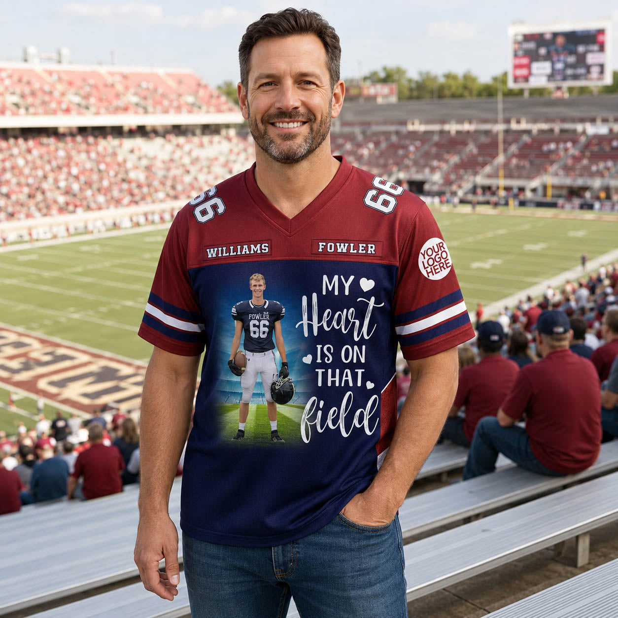Custom Photo I'll Always Be Your Biggest Fan Football Jersey Gift For Football Lovers - Personalized Gift For Football Player
