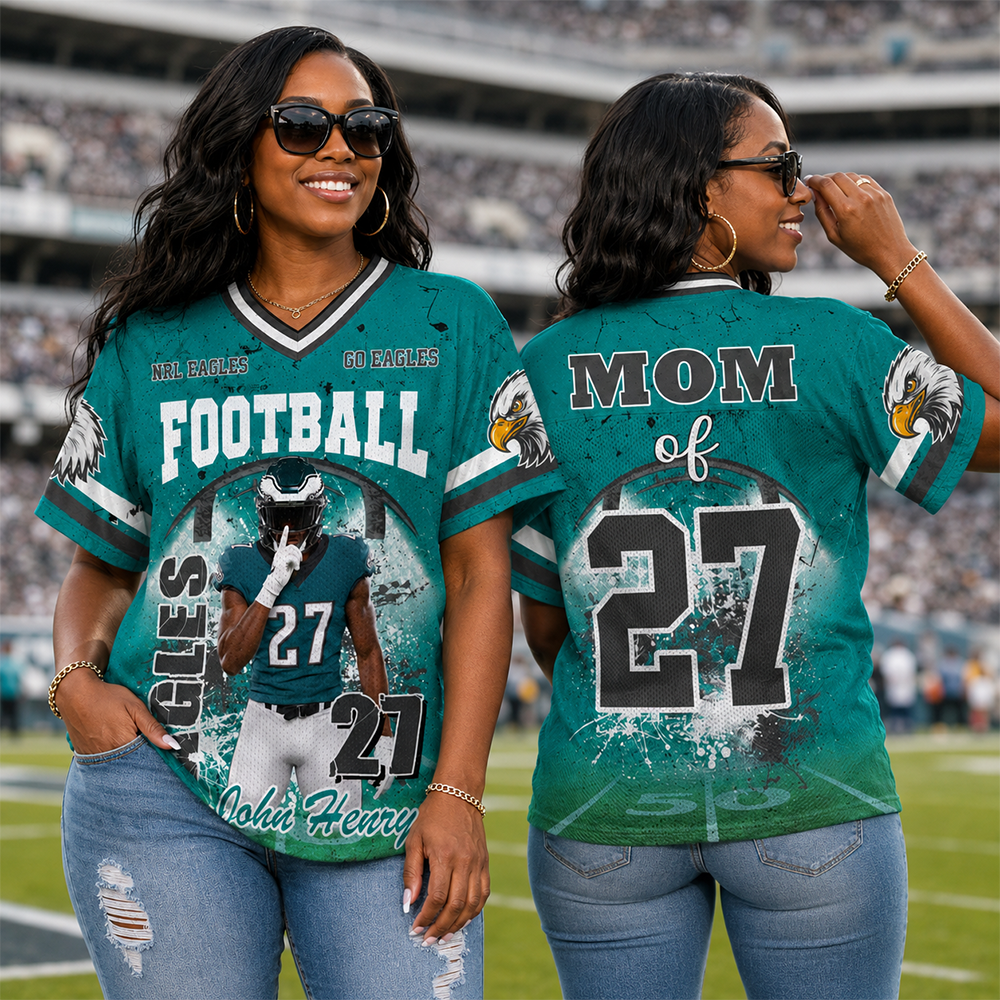 Custom Football Mom Jersey with Photo & Player Number – Personalized Game Day Shirt