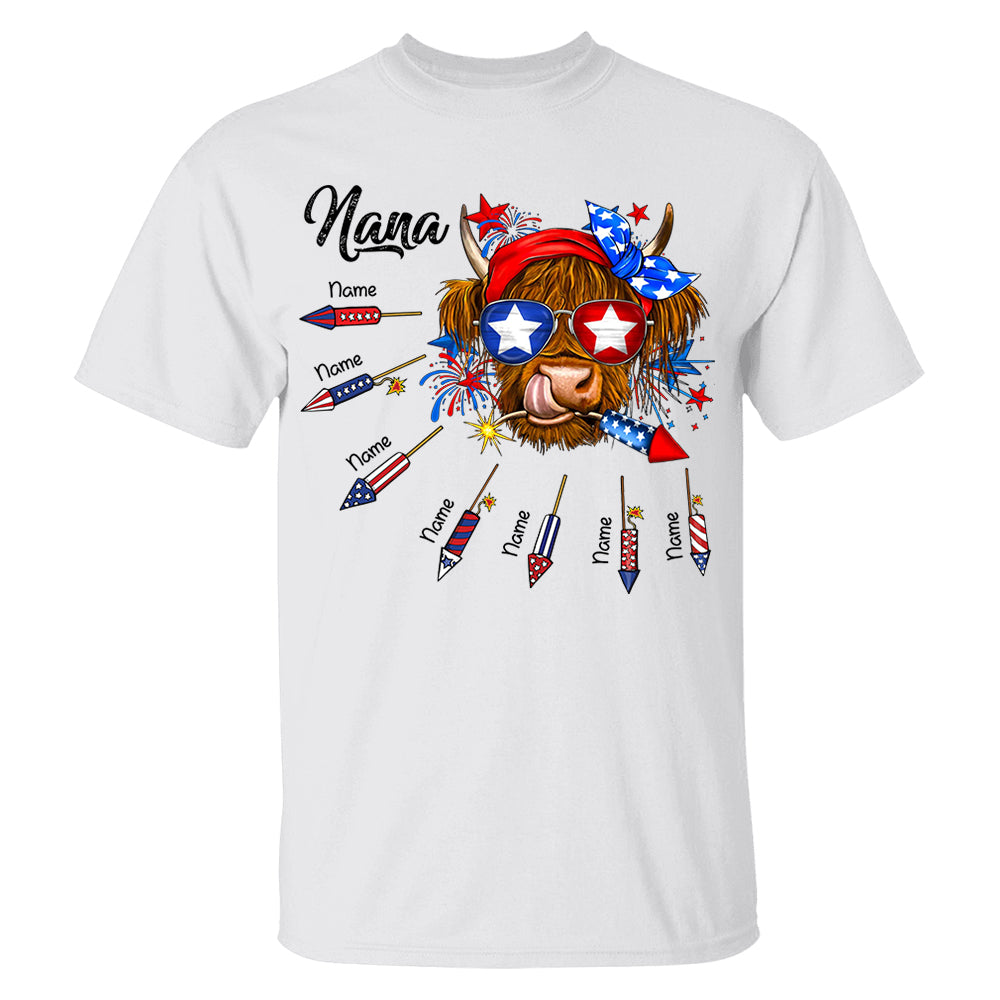Personalized Grandma Patriotic With Firecrackers, Cute 4Th Of July Shirt For Grandma Vr2