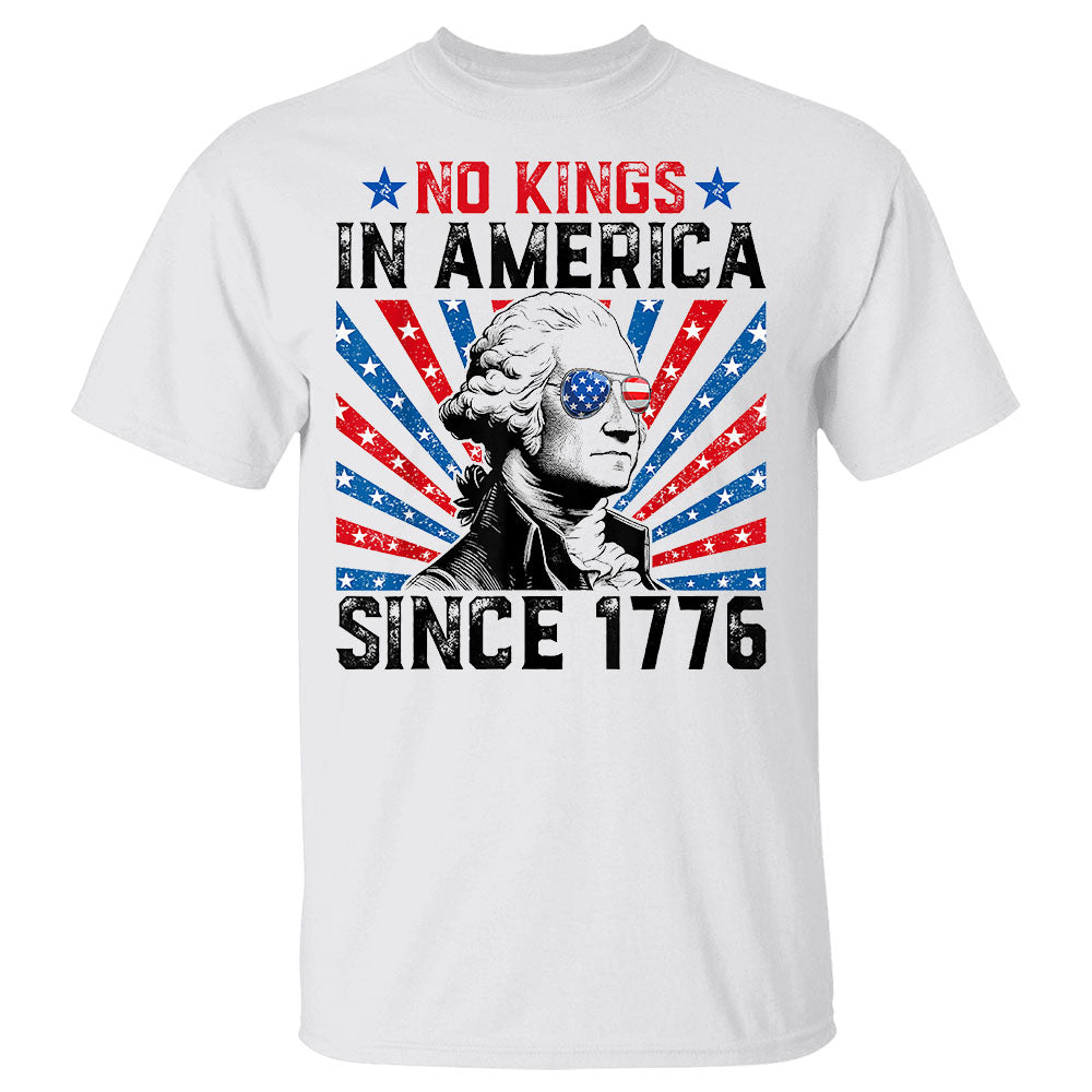 No Kings in America Since 1776 Distressed USA Flag Vintage Shirts
