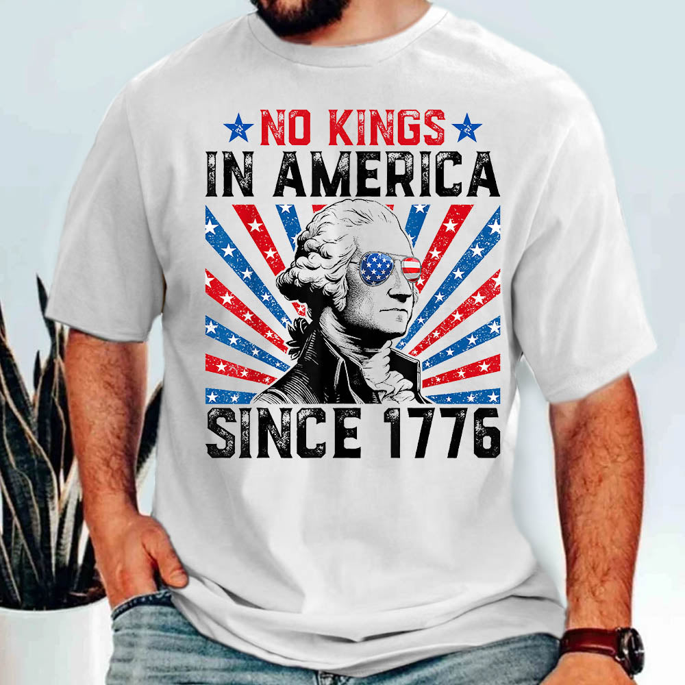 No Kings in America Since 1776 Distressed USA Flag Vintage Shirts