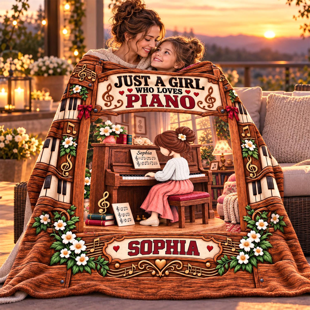 Just A Girl Who Loves Piano, Personalized Piano Blanket, Custom Name Gift, Gift For Piano Players Piano Lover MI209 Hv01 KL07