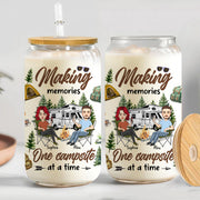 Making Memories One Campsite At A Time - Personalized Clear Glass Can Nh00